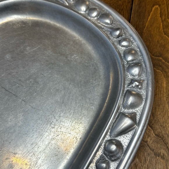Wilton Armetale Shell Rim Pewter Large Oval Serving Tray Platter 18.5” X 10.75” - Picture 2 of 4